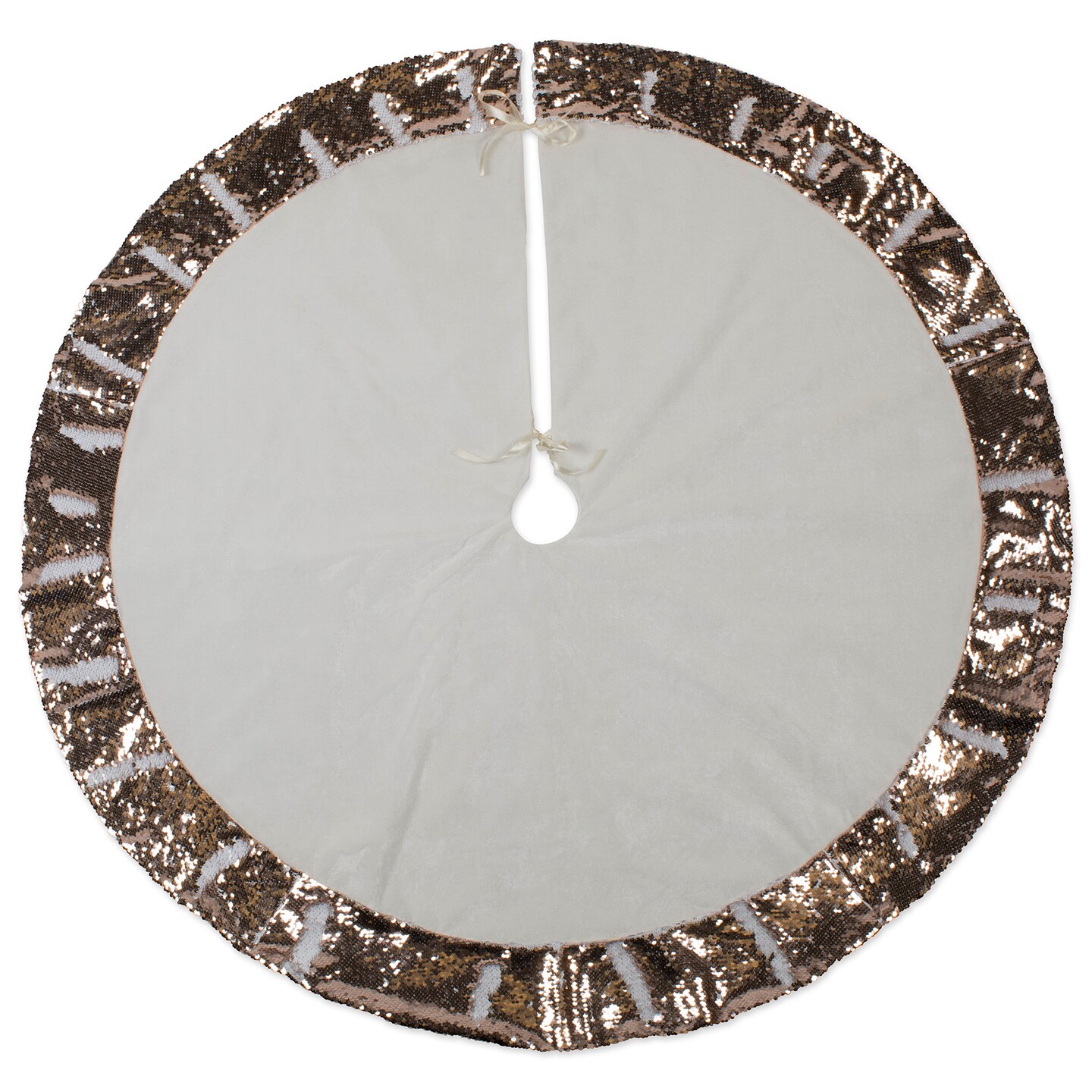 Contemporary Home Living 48&#x22; Pale Blue Round Christmas Tree Skirt with Champagne Sequin Border
