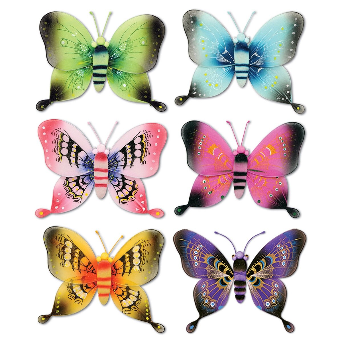 Party Central Club Pack of 12 Pink and Blue Majestic Butterfly Party Decorations 21.5&#x22;