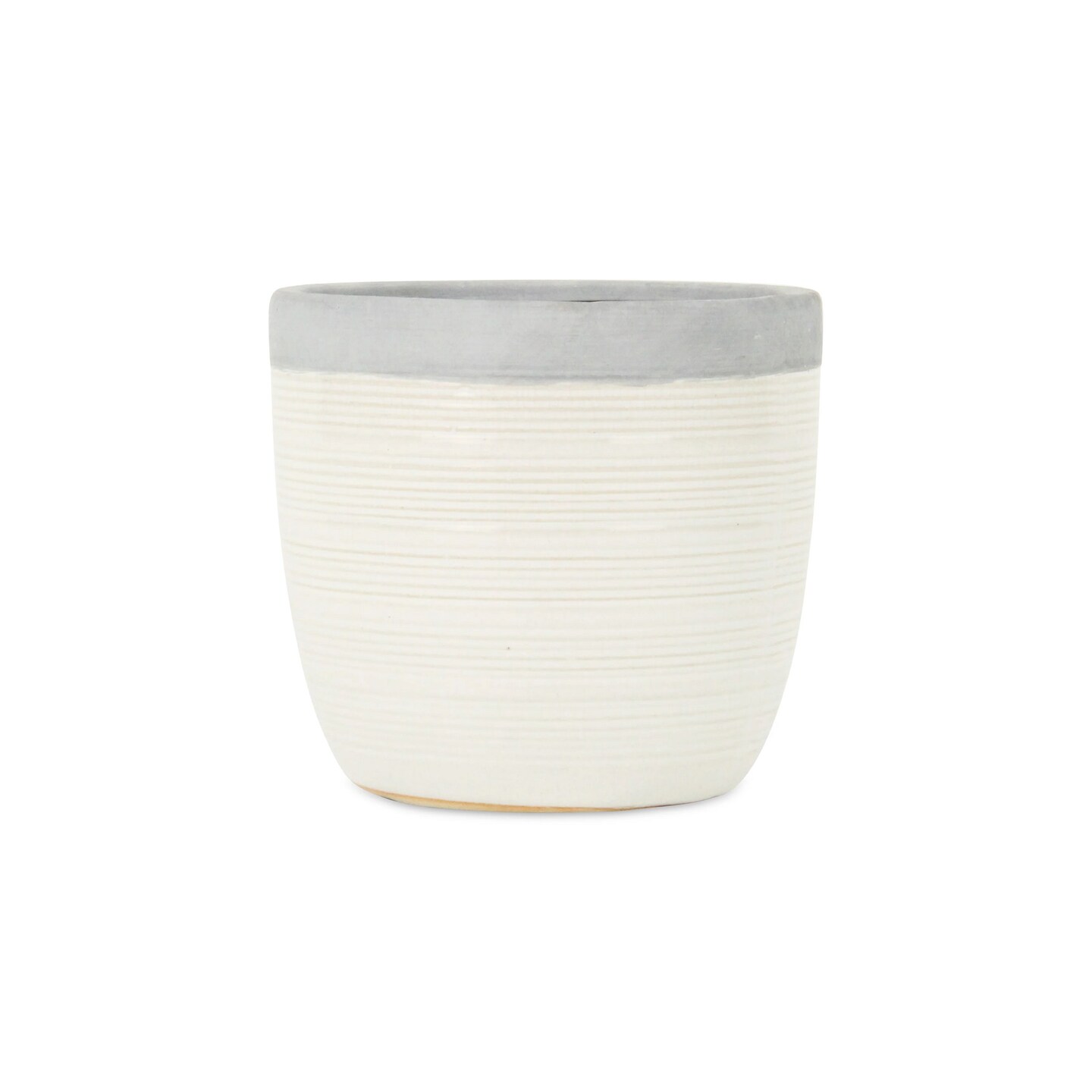 Contemporary Home Living 5.5&#x22; White and Gray Large Glazed Outdoor Planter Pot