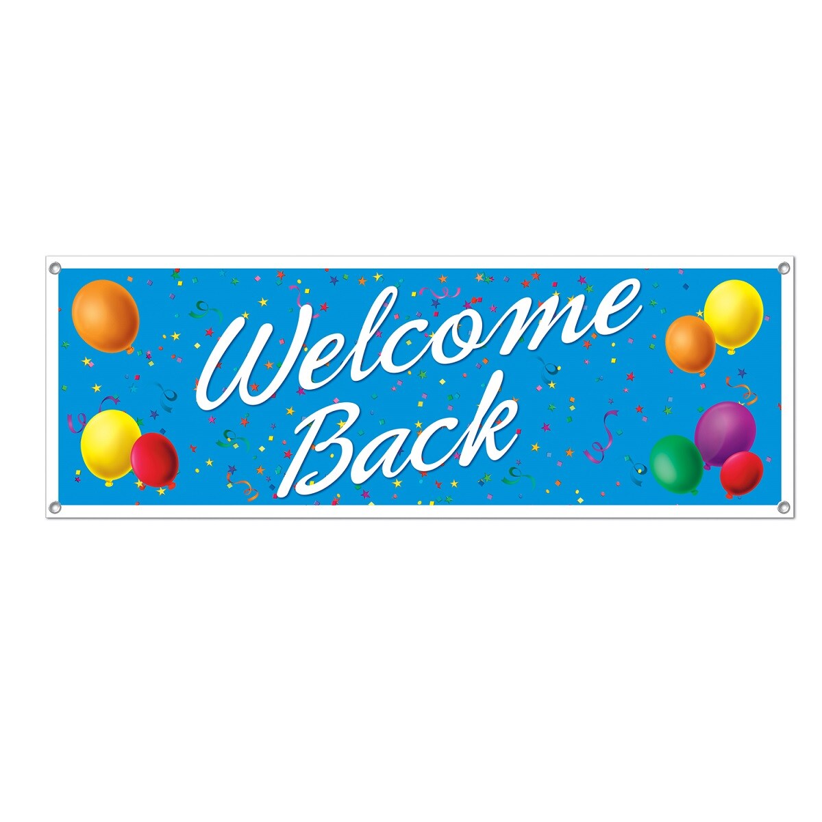 Party Central Club Pack of 12 Blue and White 'Welcome Back' Sign Banners 60"