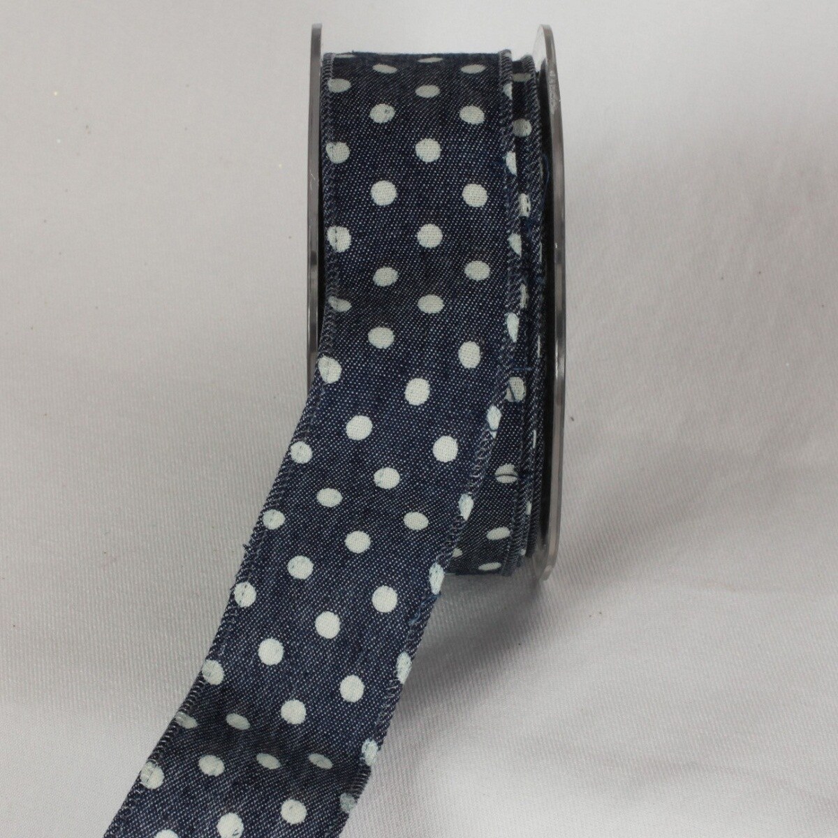 The Ribbon People Blue Contemporary Polka Dots Wired Craft Ribbon 1.5&#x22; x 40 Yards