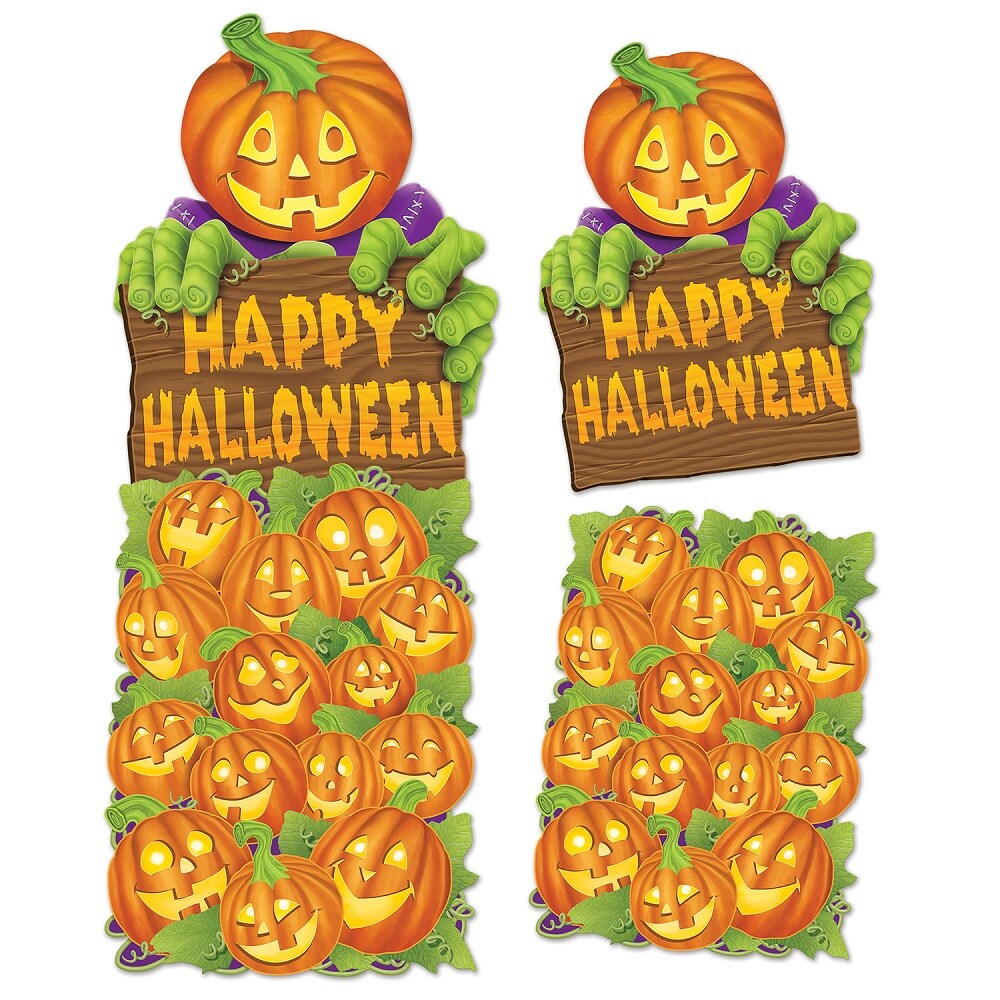 Beistle Club Pack of 24 Green and Orange Jumbo Pumpkin Patch Cutout Decorations 24&#x22;