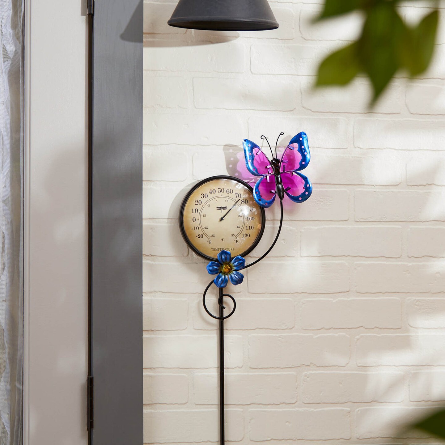 Accent Plus Home Decorative Metal Thermometer Garden Stake - Butterfly