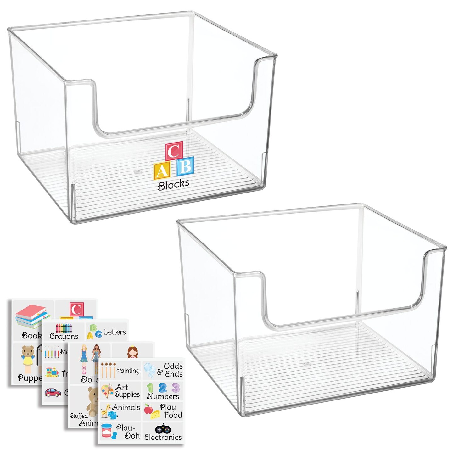 Mdesign Deep Plastic Home Storage Organizer Toy Bin - 4 Bins + 24 Labels :  Target