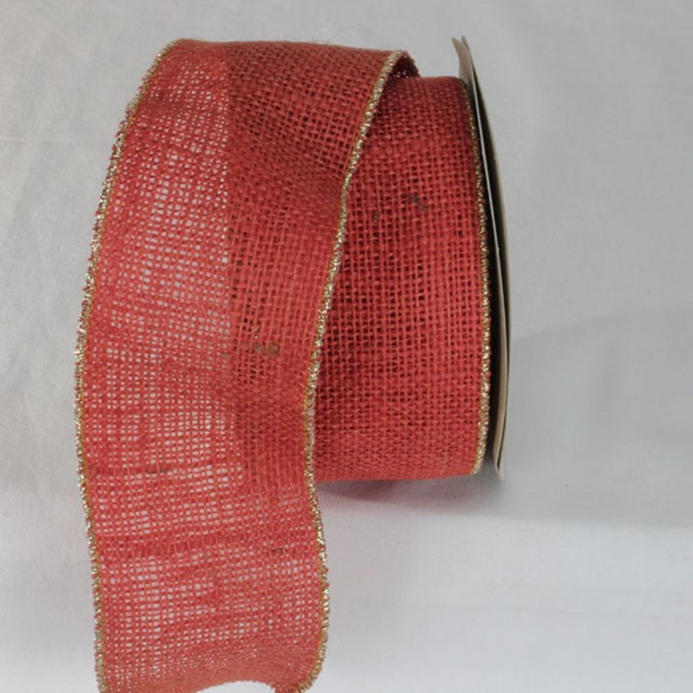The Ribbon People Terra Cotta Orange and Gold Colored Wired Edge Burlap Ribbon 2.75&#x22; x 11 Yards