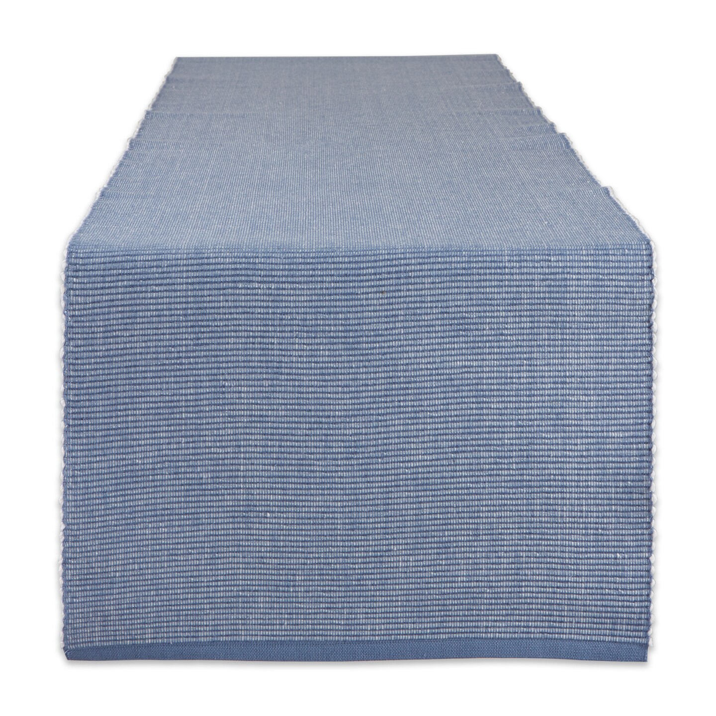 Contemporary Home Living Variegated Ribbed Cotton Table Runner - 108" - Stonewash Blue