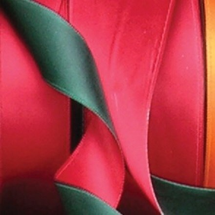 The Ribbon People Green and Red Two-Tone Double Face Wired Craft Ribbon 1.5" x 27 Yards