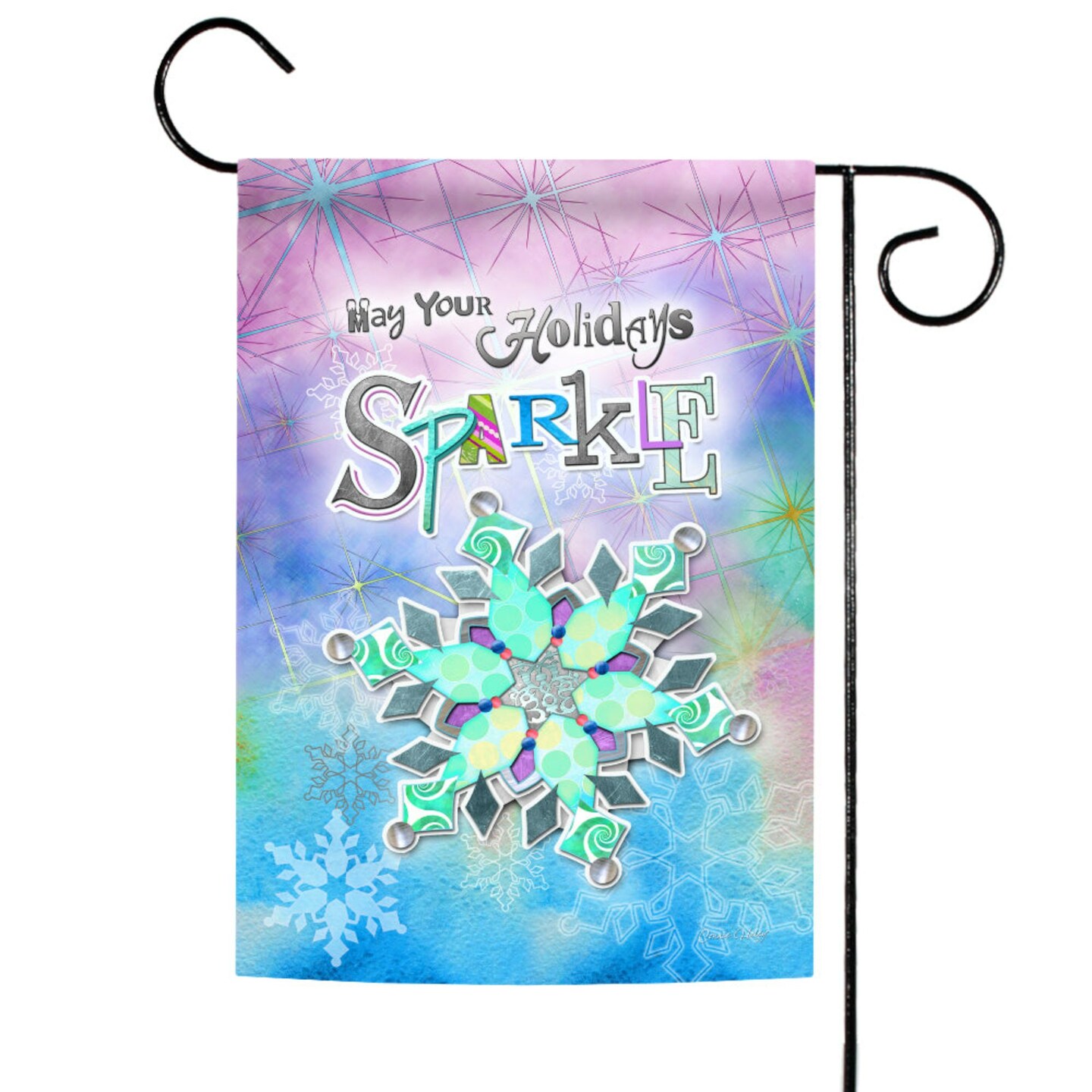Toland Home Garden Blue and White Sparkly Holidays Outdoor Rectangular Mini Garden Flag 18" x 12.5"