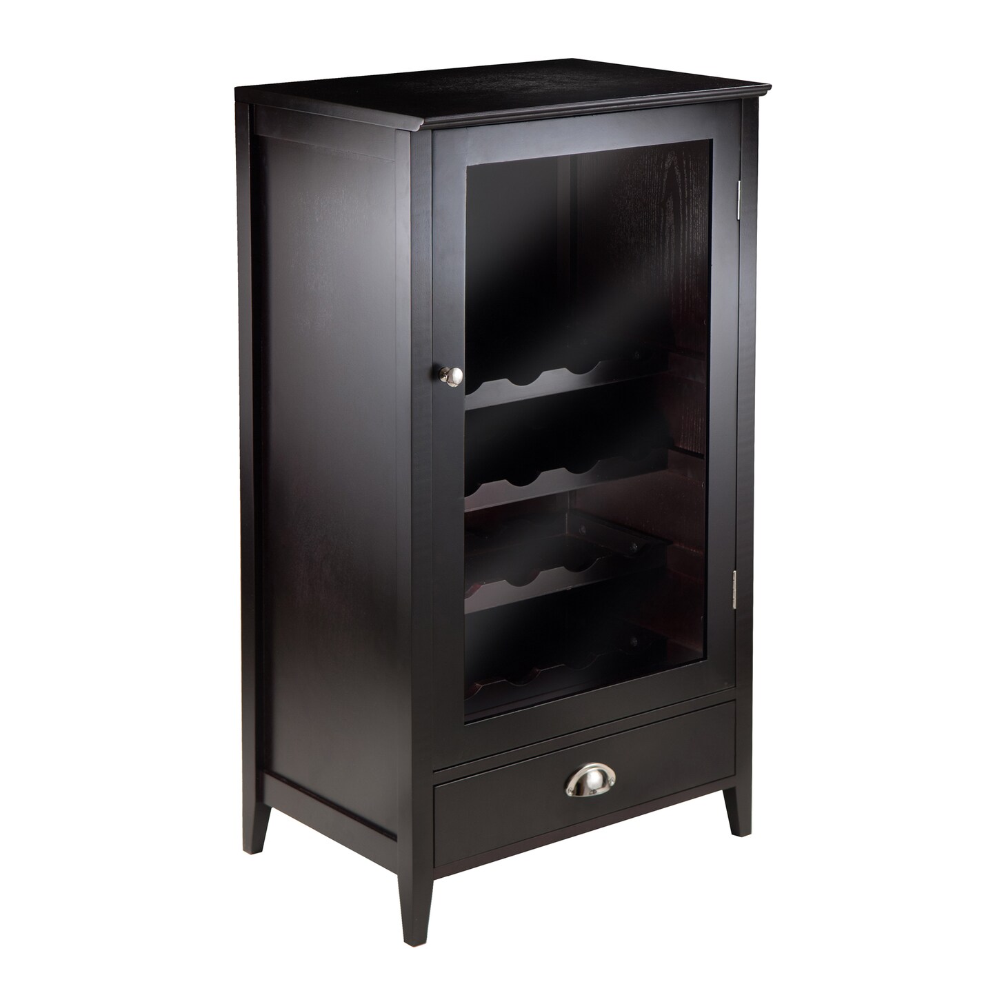 Contemporary Home Living 40&#x201D; Espresso Brown 20-Bottle Shelf Bordeaux Modular Wine Cabinet