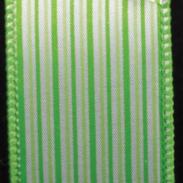 The Ribbon People Green and White Thin Striped Wired Craft Ribbon 1.5" x 40 Yards
