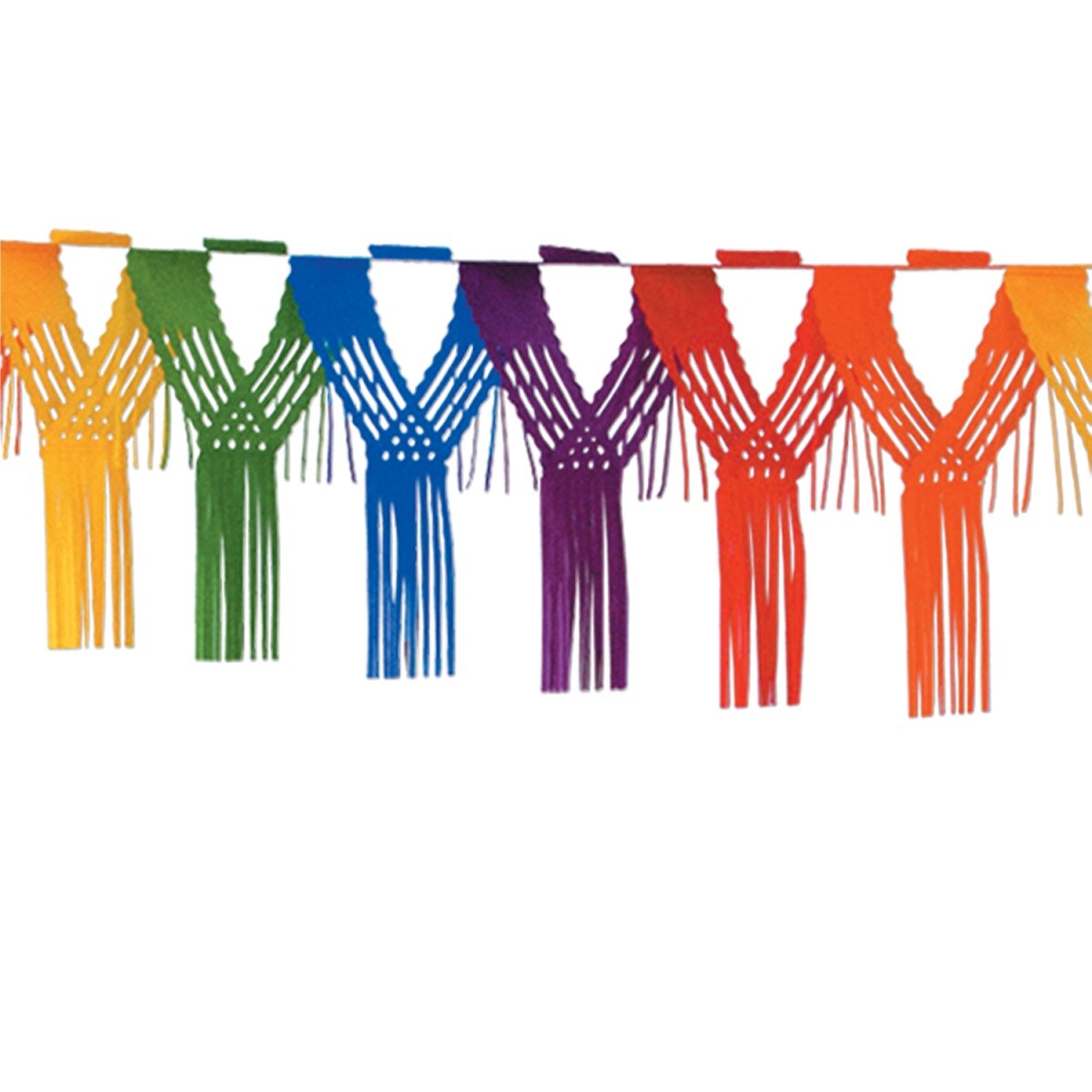 Beistle Club Pack of 12 Rainbow Colored Drop Fringe Tissue Streamer Garland Party Decorations 12'