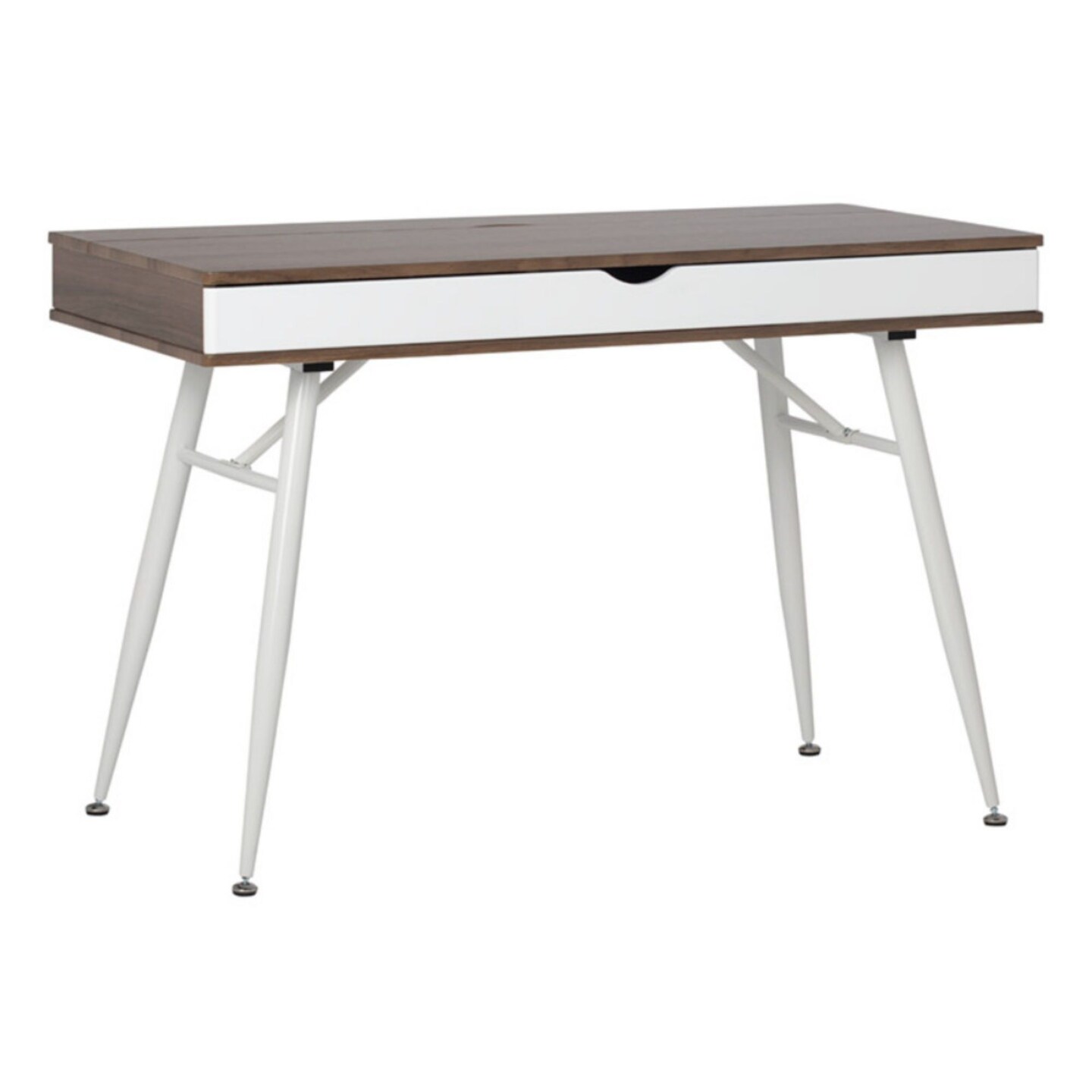 Calico Designs Alcove Split Drawer Desk with Device Storage - White/Chestnut Finish