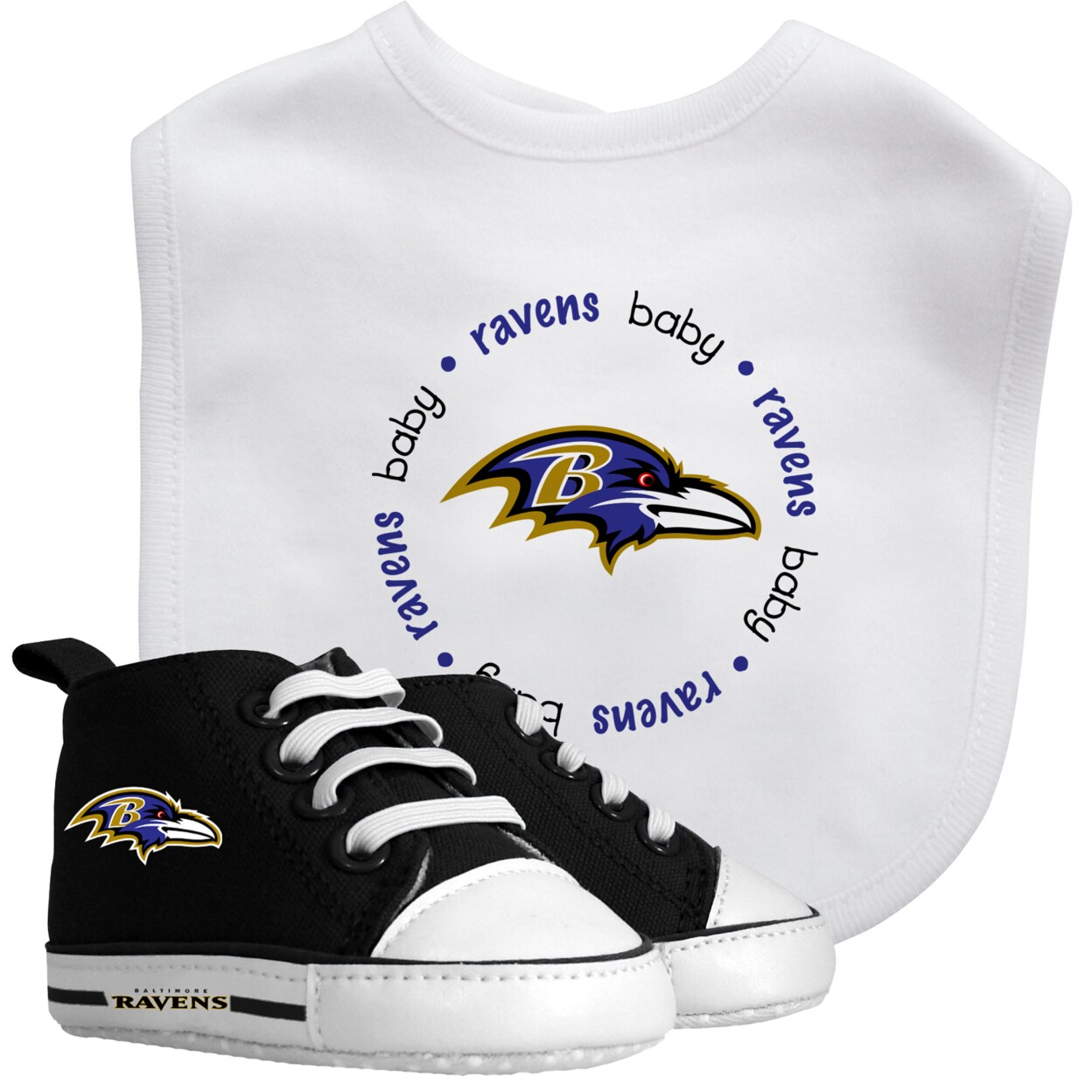 Baby Fanatic   2 Piece Bid and Shoes - NFL Baltimore Ravens - White Unisex Infant Apparel