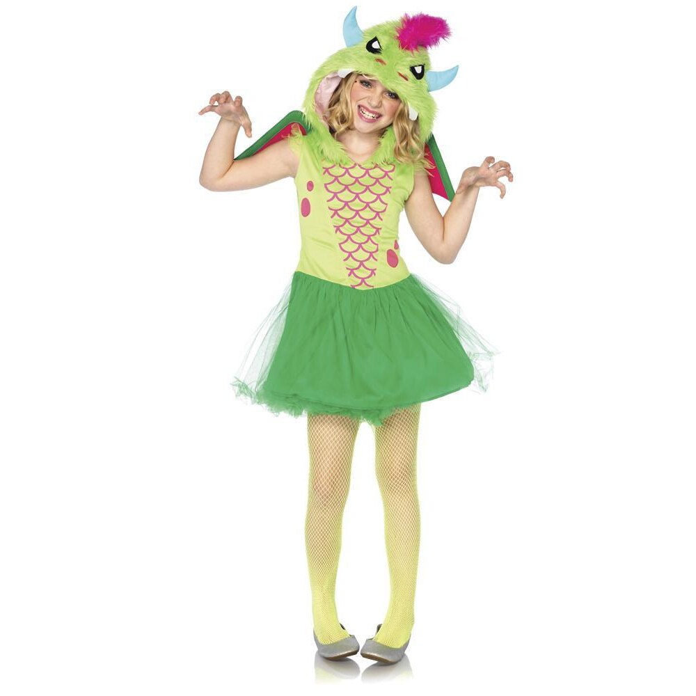 Enchanted Costumes Girls Bright Green Magic Dragon Halloween Costume - Large
