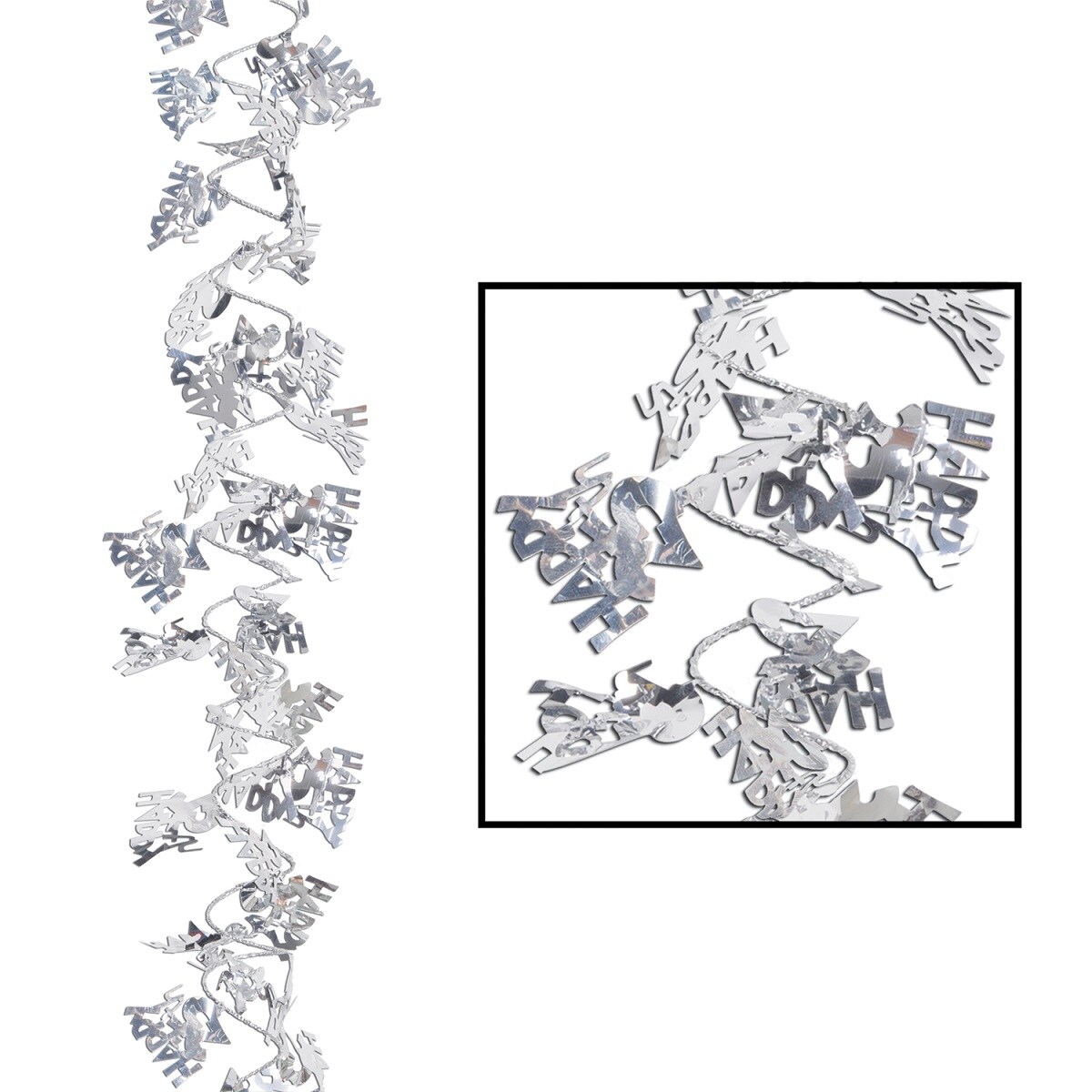 Party Central Club Pack of 12 Silver Traditional 'Happy 25th' Anniversary Garlands 25'