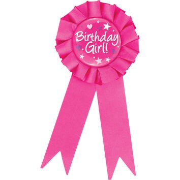 Party Central Club Pack of 12 Fuchsia Pink and White &#x22;Birthday Girl&#x22; Award Ribbons 6.25&#x22;
