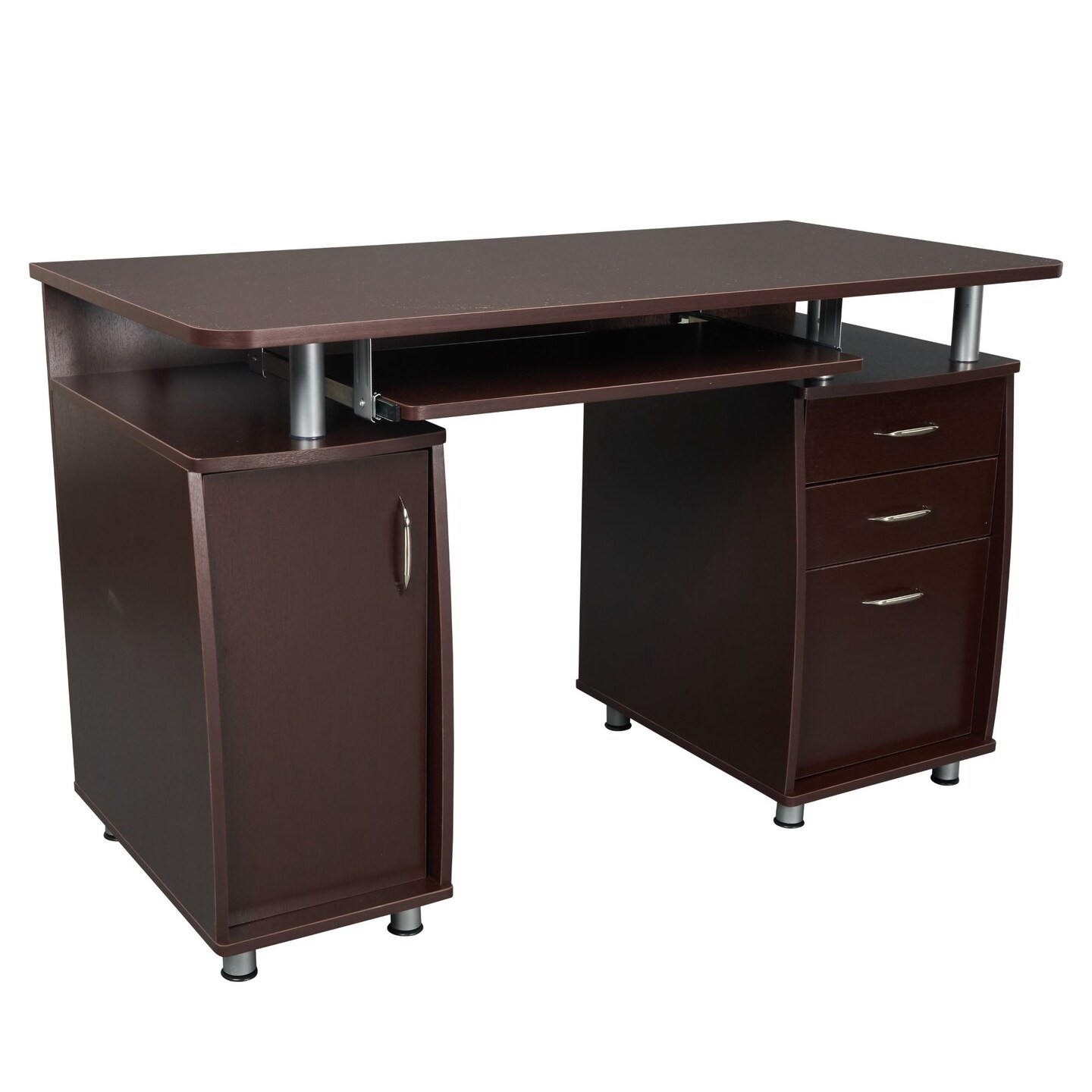 Techni Office Solutions 48" Brown Chocolate Unique Techni Mobili Complete Workstation Computer Desk with Storage