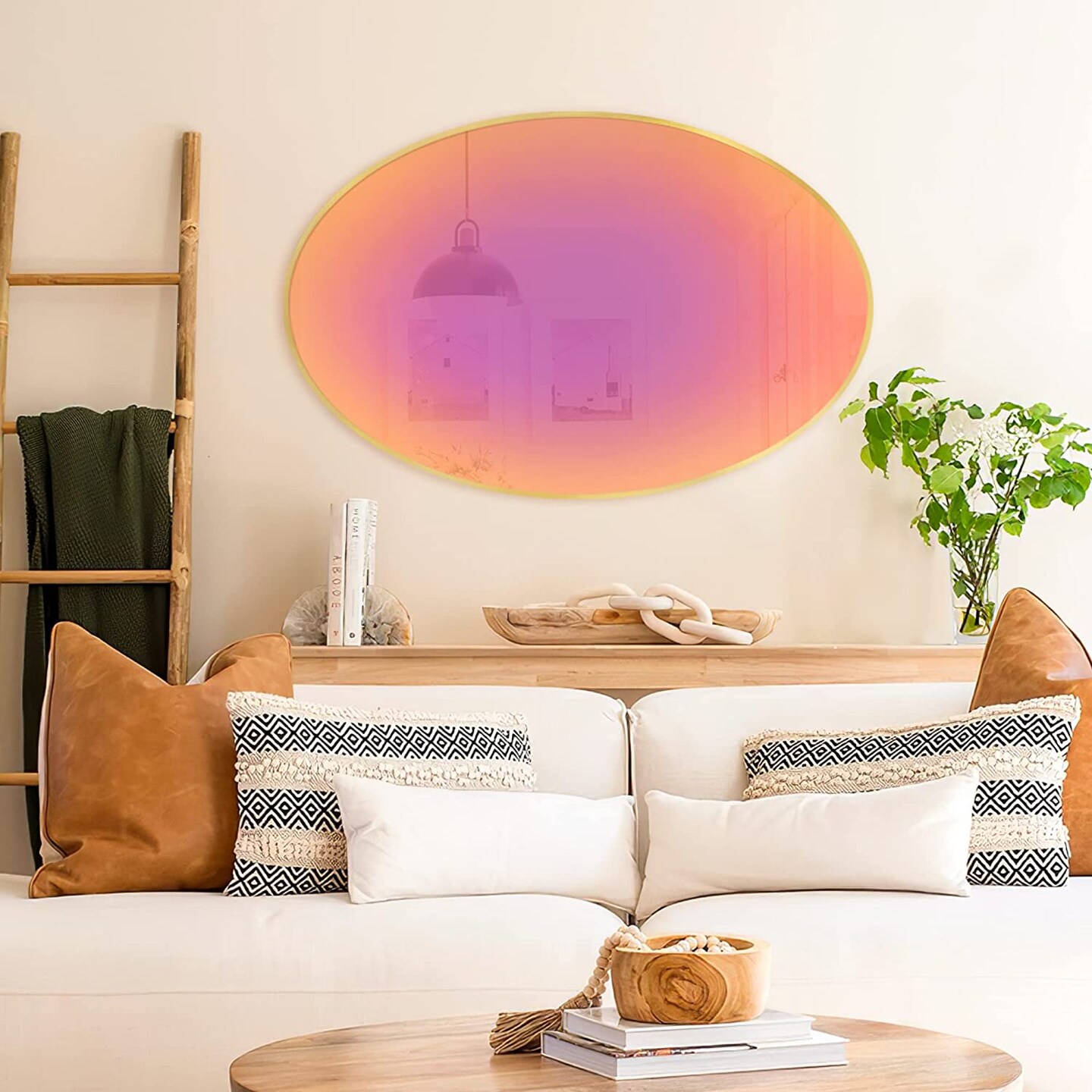 Round Mirror Wall Decor Mirror Wall Art Mirrors with Colour Reflection