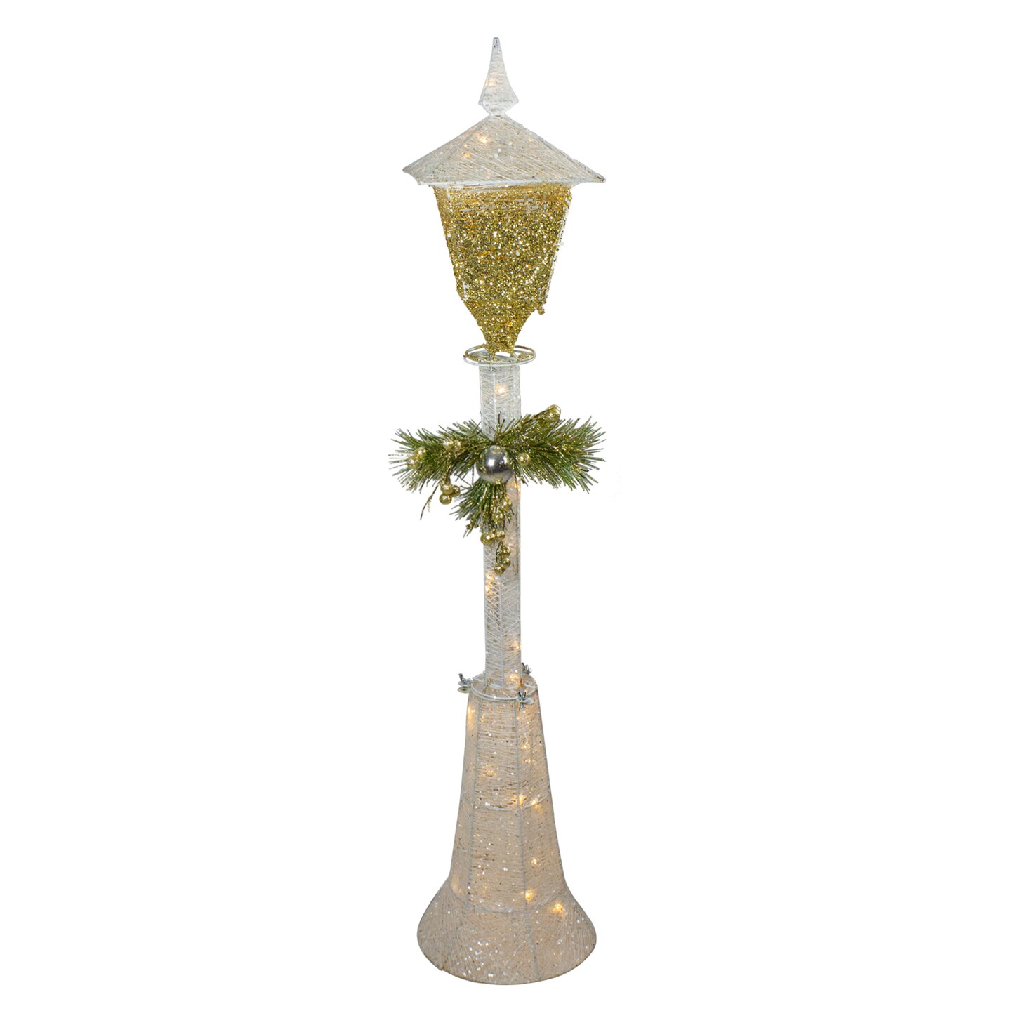 Northlight LED Lighted Glittered Christmas Outdoor Lamppost - Cool White - 4&#x27; White Wire
