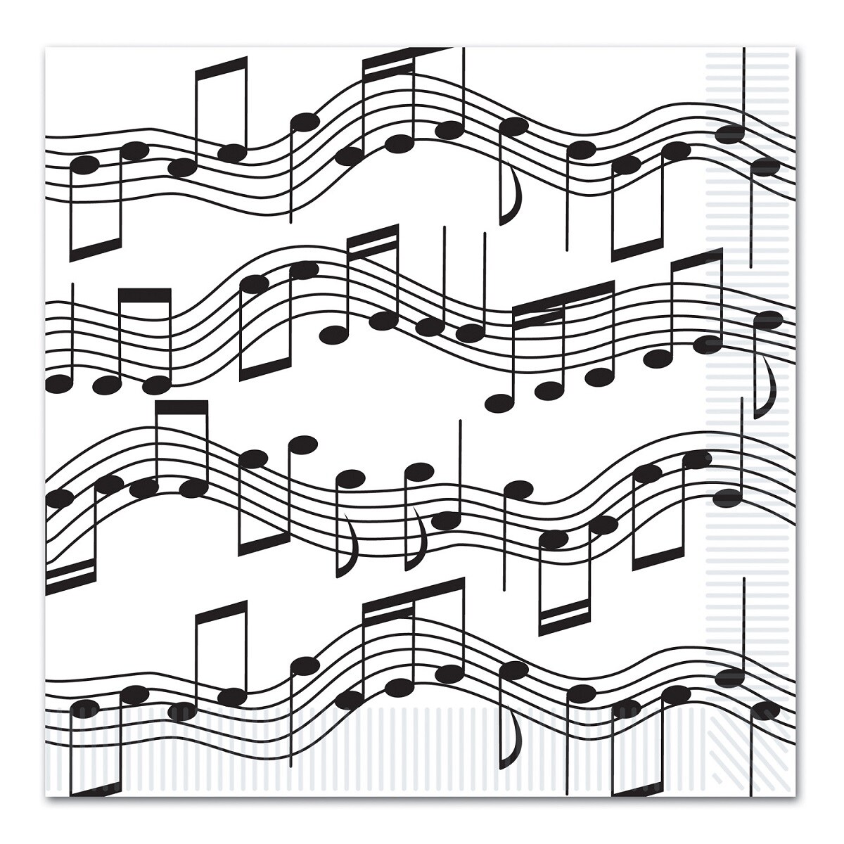 Party Central Club Pack of 192 Black and White Musical Notes Disposable Luncheon Party Napkins 5&#x22;
