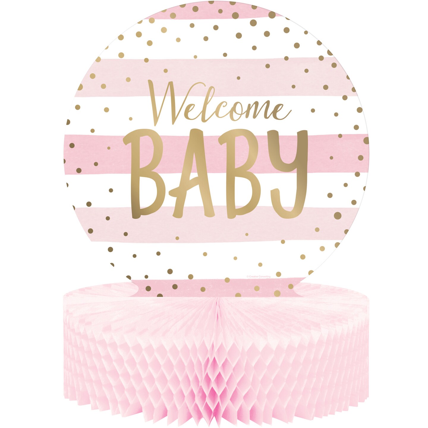 Party Central Pack of 6 Pink and Gold Celebration Baby Shower Party Table Centerpieces 12&#x22;