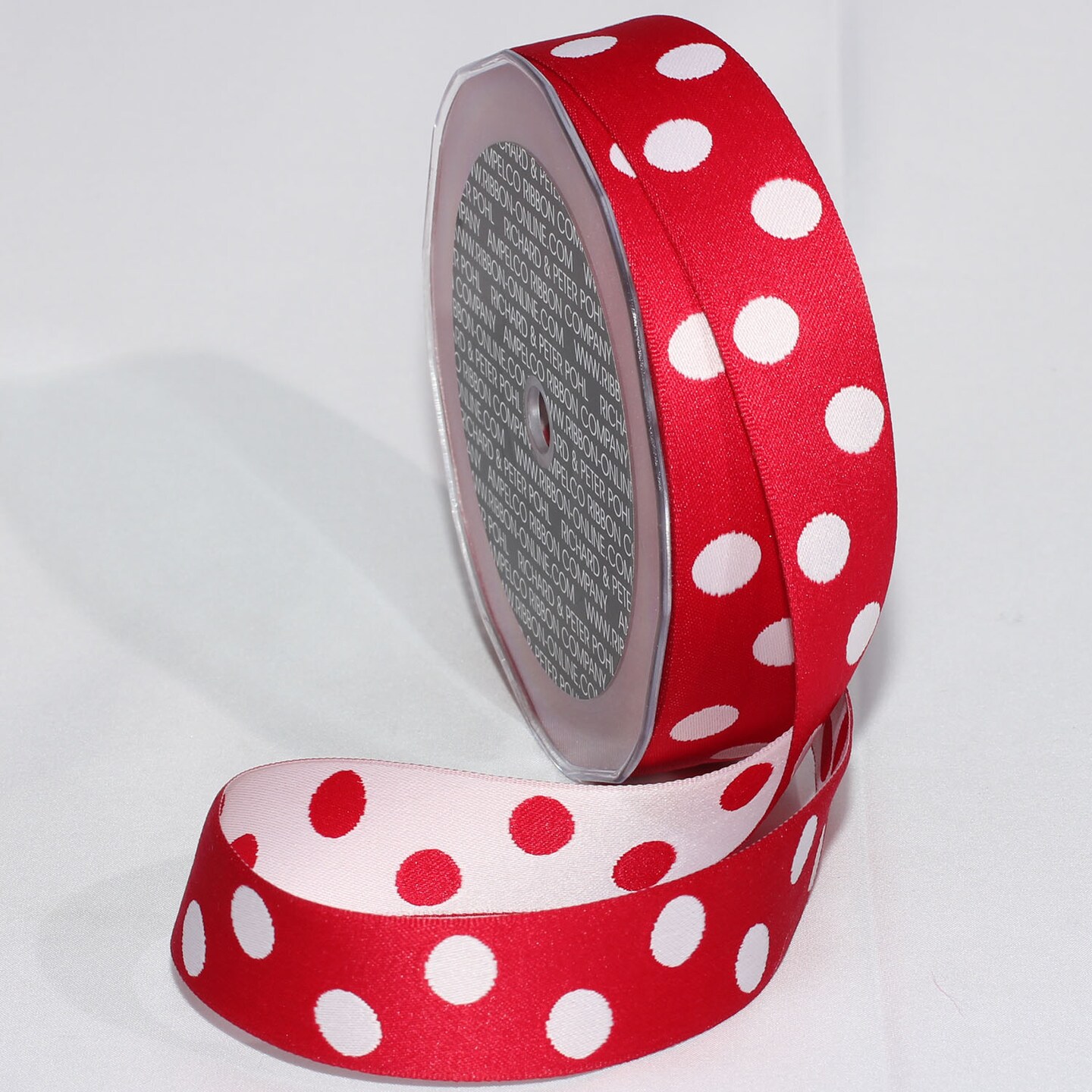 The Ribbon People Red and White Polka Dot Woven Craft Ribbon 1&#x22; x 54 Yards