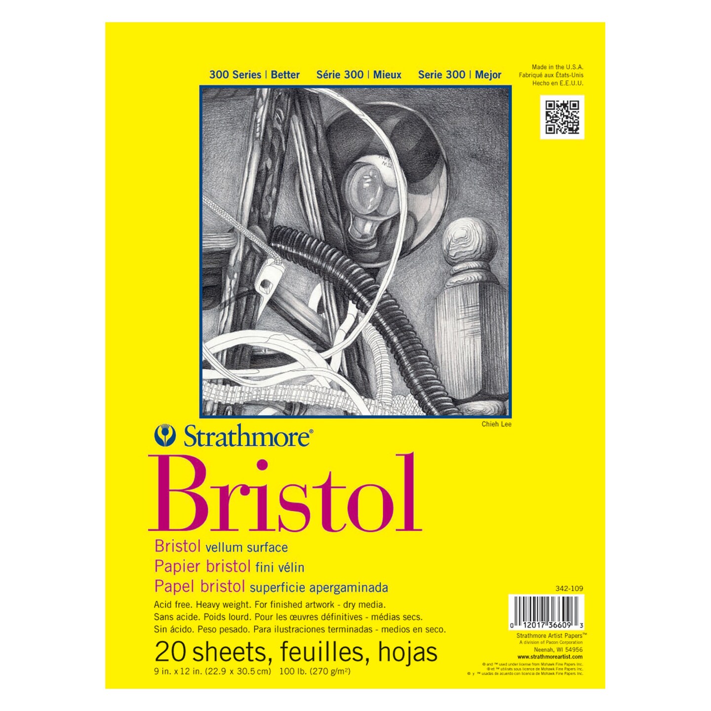 Strathmore - Bristol Paper Pad - Series 300 - Regular - 9&#x22; x 12&#x22; - 20 Shts./Pad