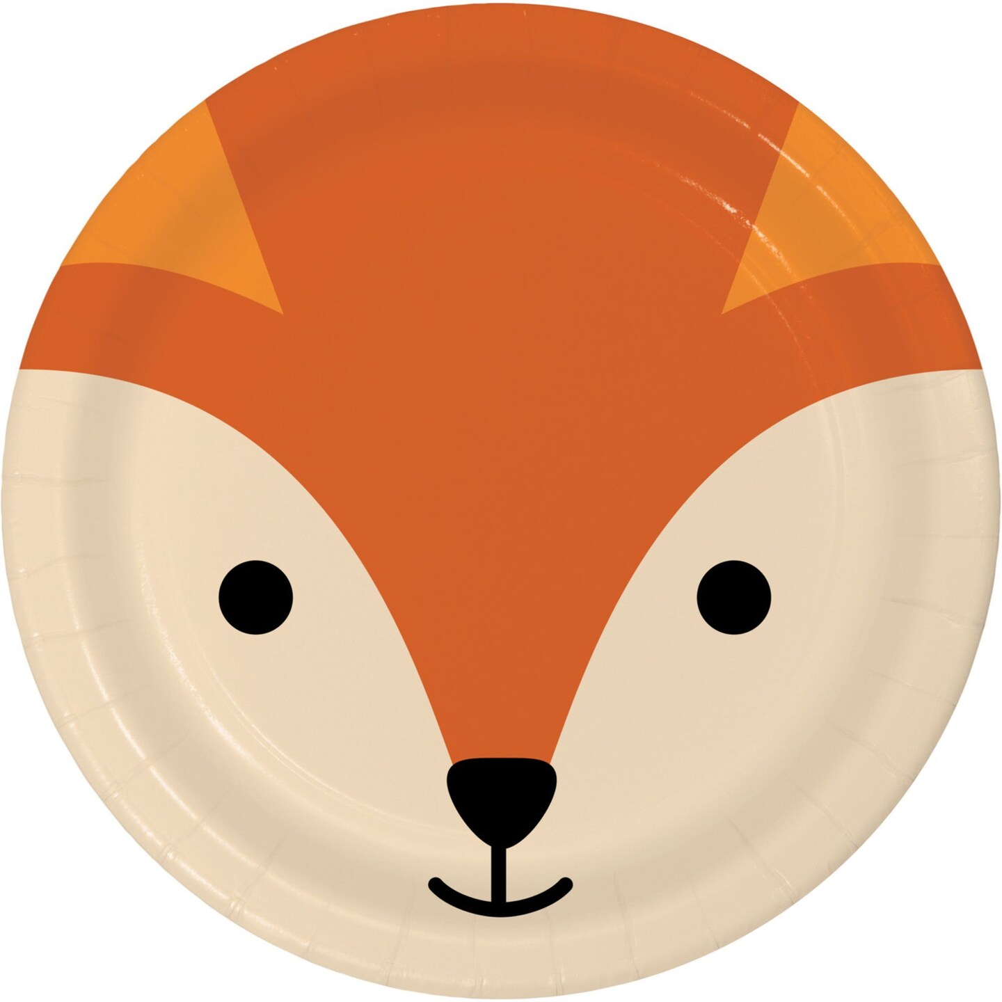 Party Central Club Pack of 96 Orange and Beige Animal Faces Fox Disposable Paper Party Dessert Plates 7&#x22;