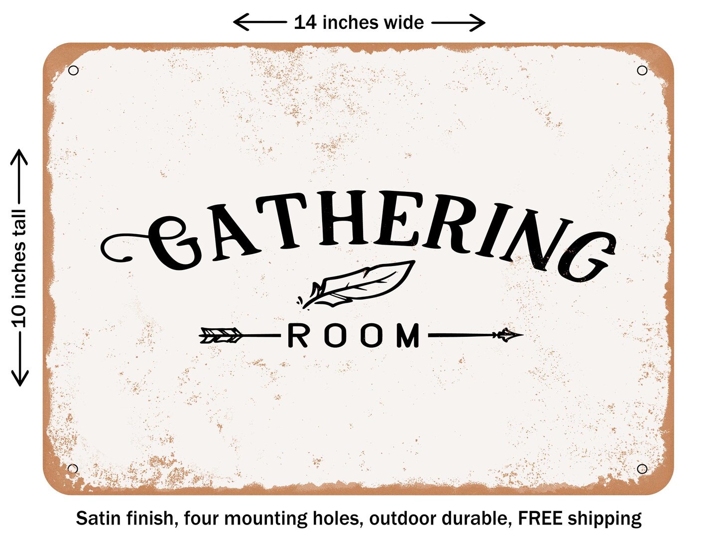 DECORATIVE METAL SIGN - Gathering Room - 2 - Vintage Rusty Look