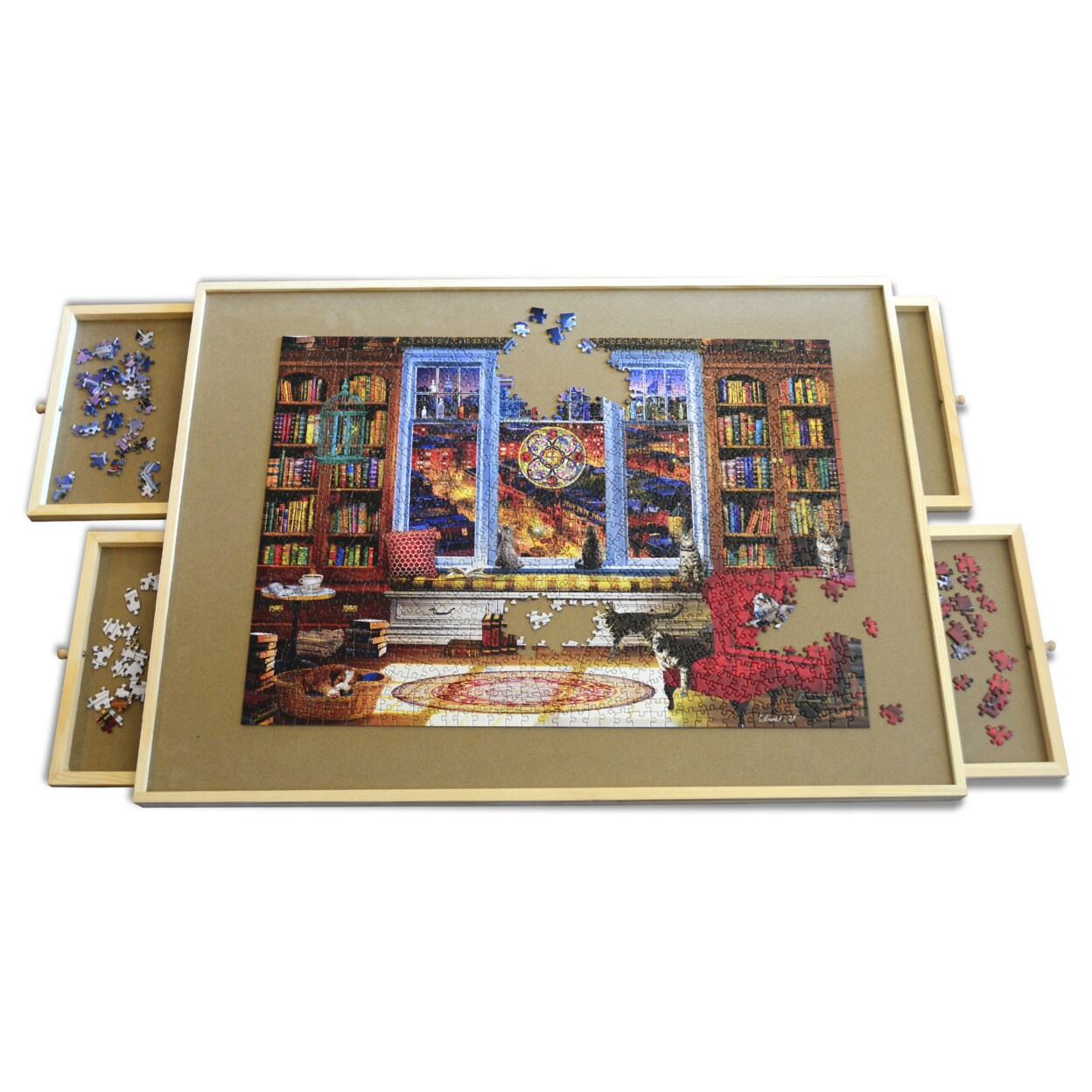 Masterpieces   Puzzle Accessories -Wood Puzzle Table - 35&#x22;x26&#x22;x1.375&#x22;