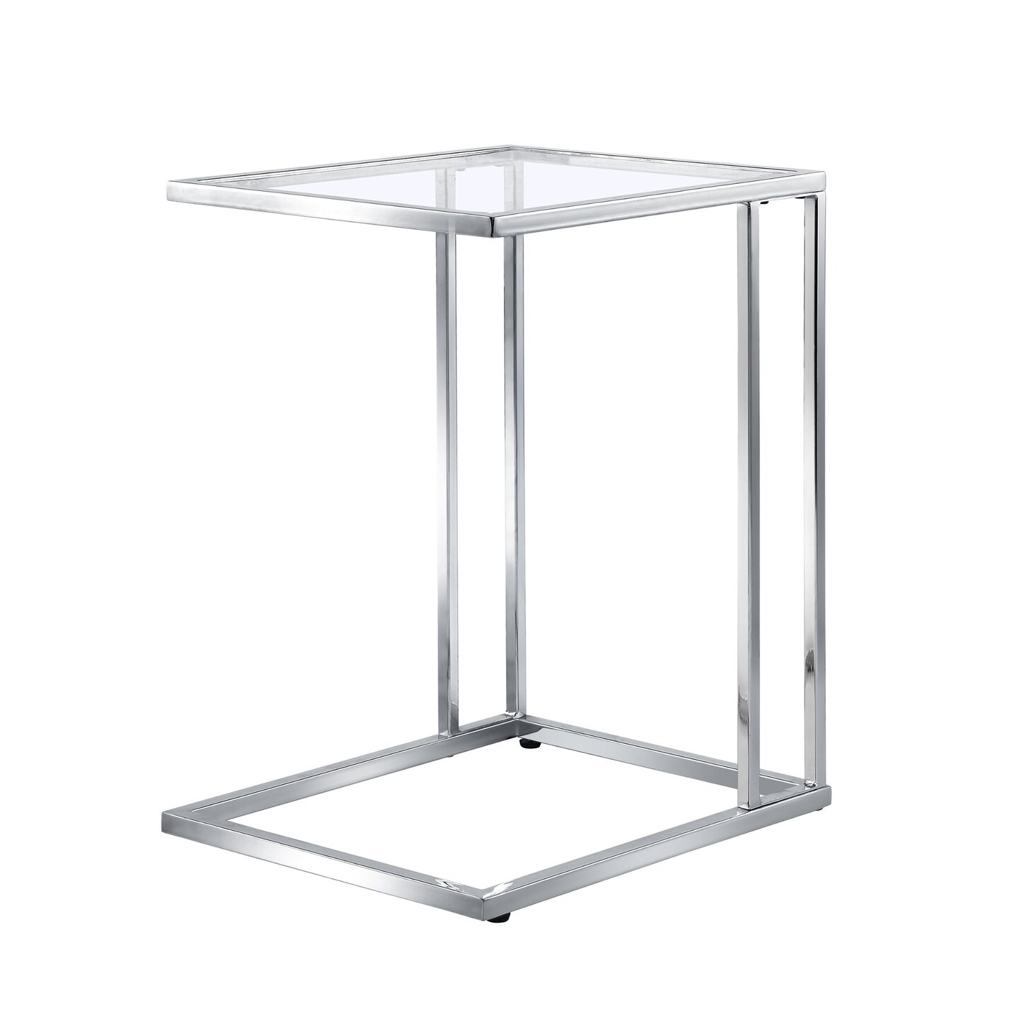 Contemporary Home Living 24.75" Silver C-Shaped Table with Rectangular Glass Top