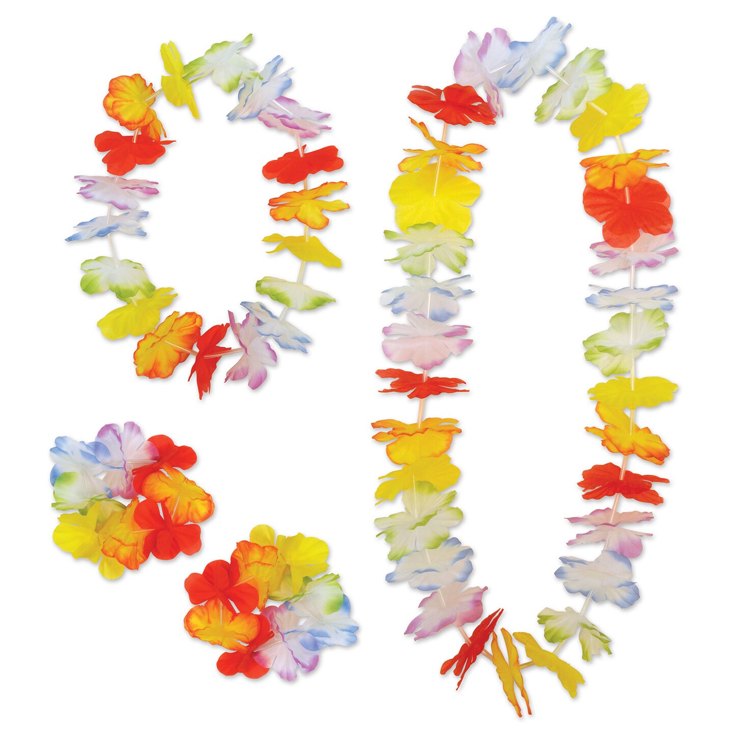 Beistle 24-Piece Rainbow Floral Lei Luau Party Costume Set 36&#x22;