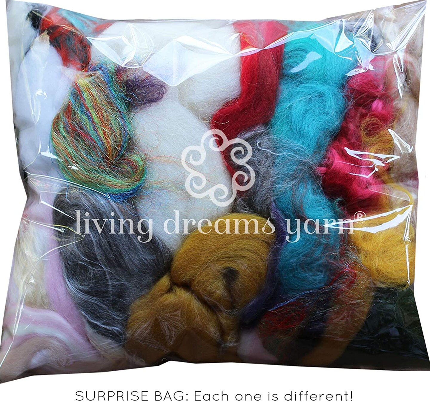Grab Bag Fiber - Assorted Roving & Mixed Fiber Mill Ends for Felting, Spinning, Blending 200g/7oz
