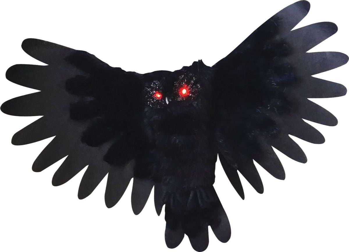 The Costume Center Animated Wings and Sound Activated Halloween Owl - 37.5&#x22; - Black and Red