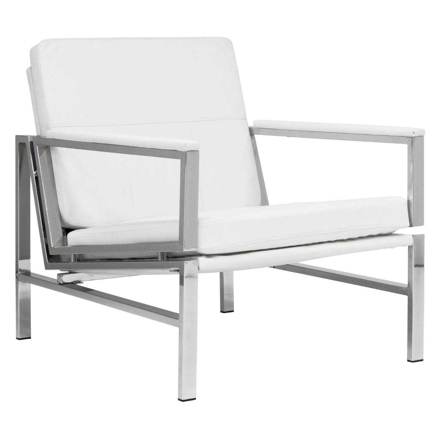 Atlas Accent Chair with Arms, Modern Chair, Chrome/White Bonded Leather