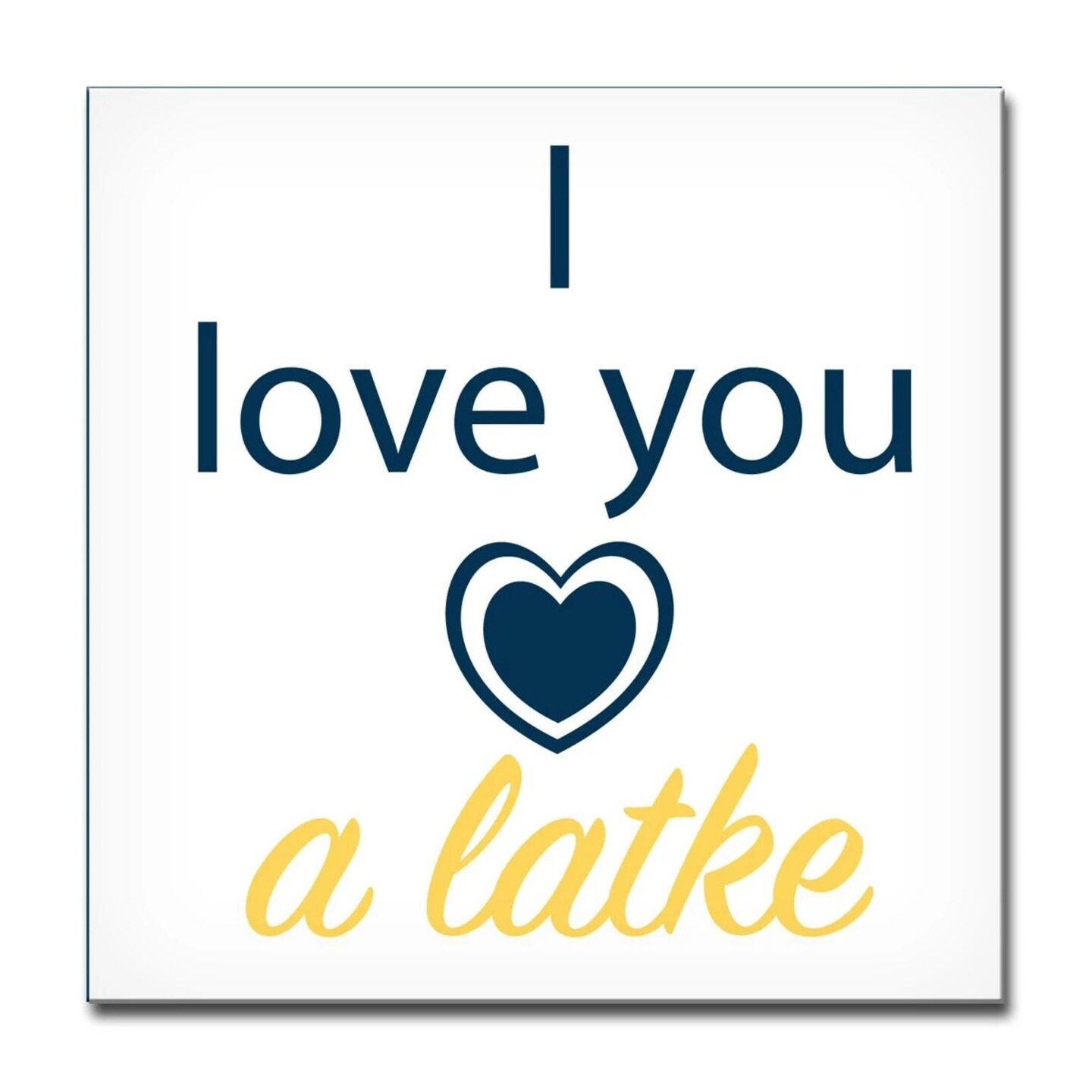 Crafted Creations White and Yellow &#x22;I love you a latke&#x22; Hanukkah Square Cotton Wall Art Decor 12&#x22; x 12&#x22;