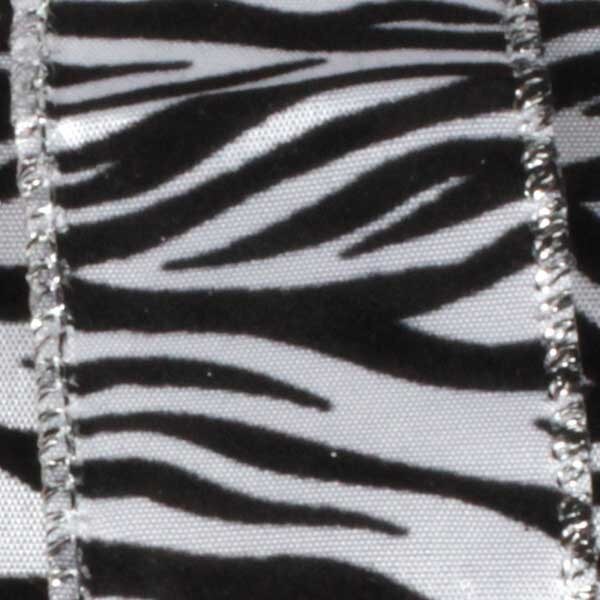 The Ribbon People Zebra Stripes Black and White Wildlife Wired Craft Ribbon 1.5&#x22; x 40 Yards