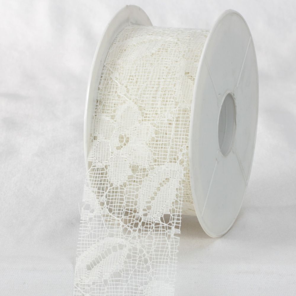 The Ribbon People Ivory Designer Floral Lace Craft Ribbon 2&#x22; x 22 Yards
