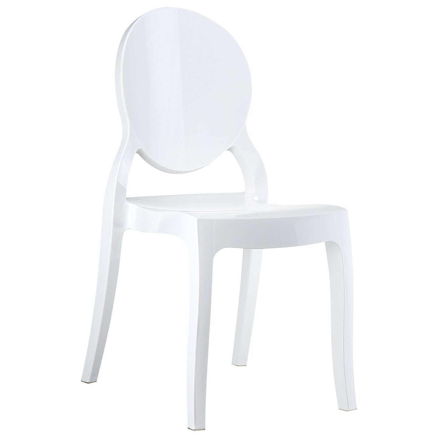 Luxury Commercial Living 35.5" White Glossy Outdoor Patio Bistro Chair