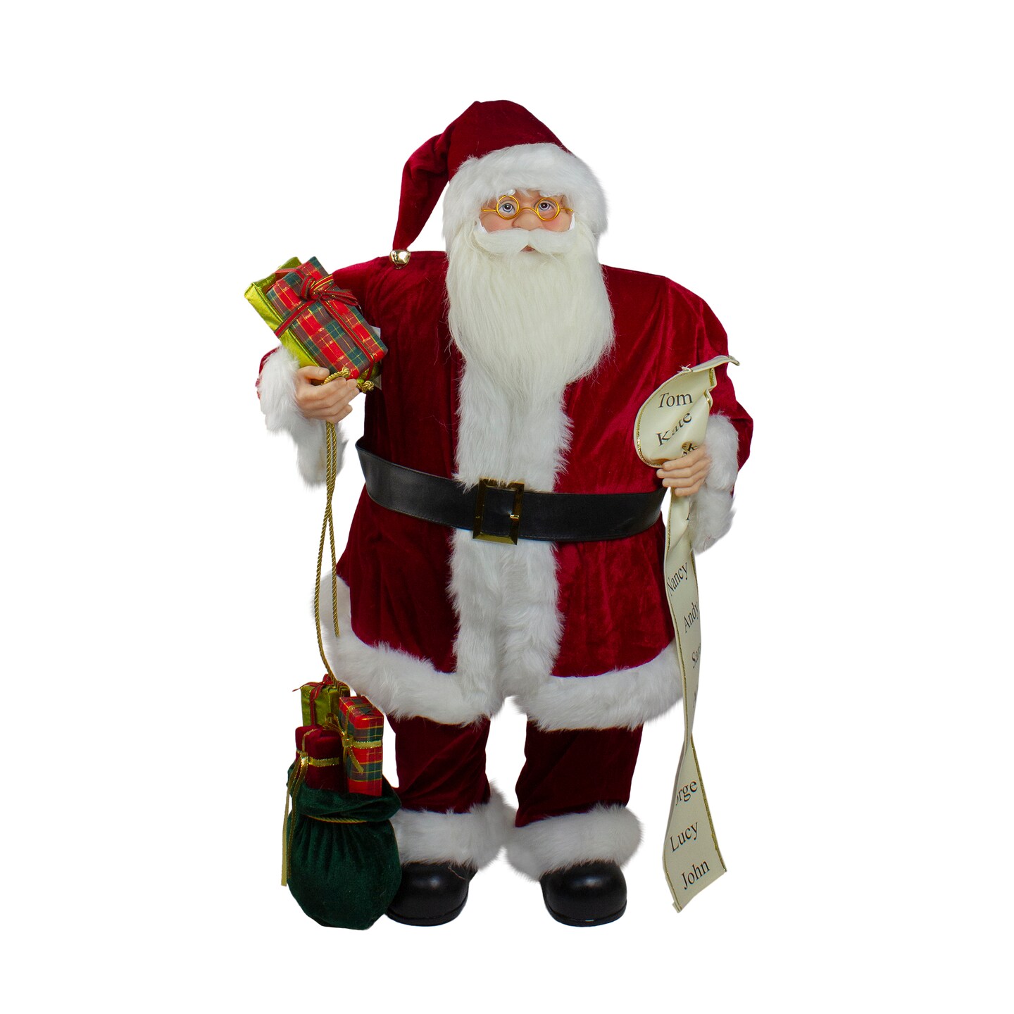 Northlight 32&#x22; Traditional Santa Claus with Gift Bag and List Christmas Figure
