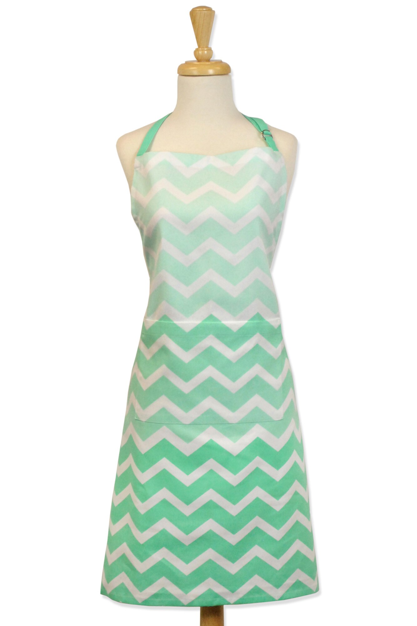 CC Home Furnishings Ombre Chevron Unisex Kitchen Chef Apron - 33" - Aqua and White