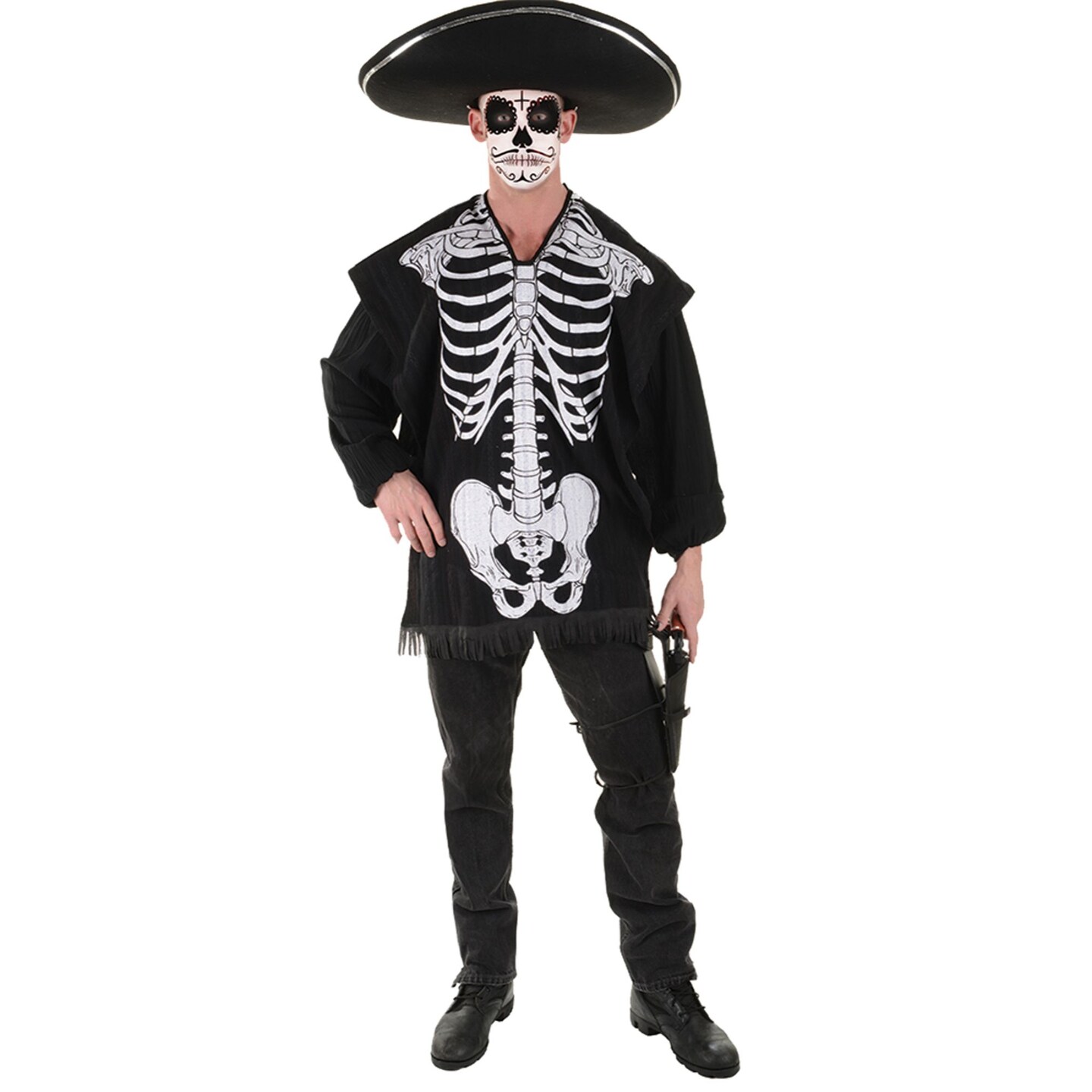 The Costume Center Black Skeleton Serape Men Adult Halloween Costume