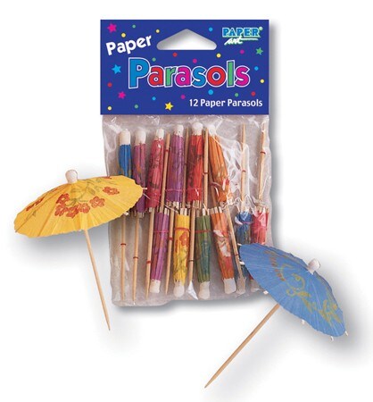 Party Central Club Pack of 288 Yellow and Blue Tropical Paper Parasol Party Picks 4&#x22;