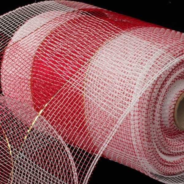 The Ribbon People Red and White Checkered Pattern Mesh Craft Ribbon 6.5&#x22; x 80 Yards