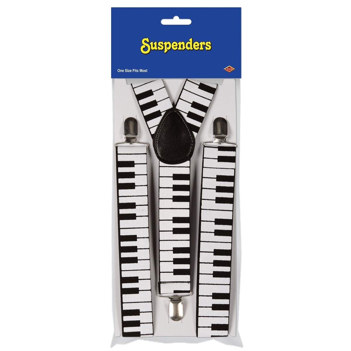 Party Central Club Pack of 12 Black and White Adult Unisex Keyboard Suspender Costume Accessories - One Size