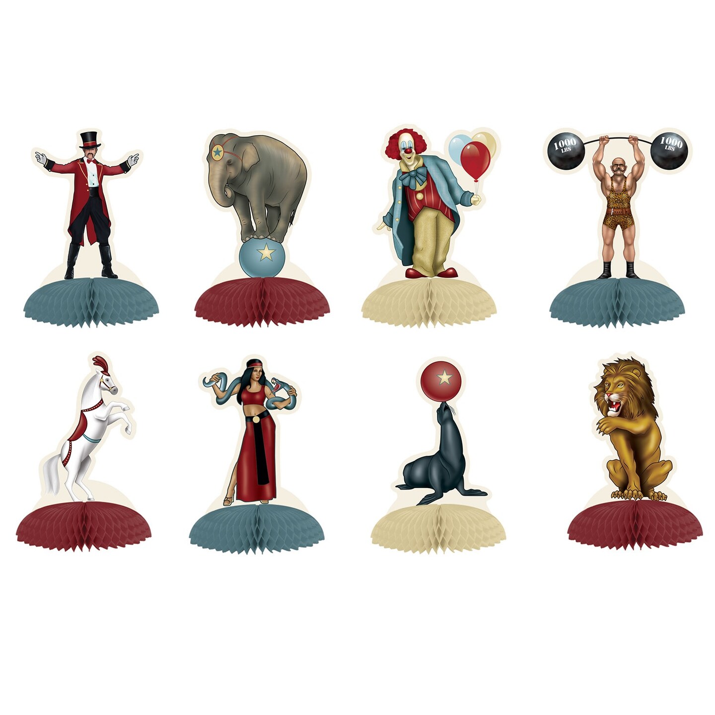 Party Central Club Pack of 12 Vibrantly Colored Vintage Circus Mini Centerpieces Table Top Decors 60&#x22;