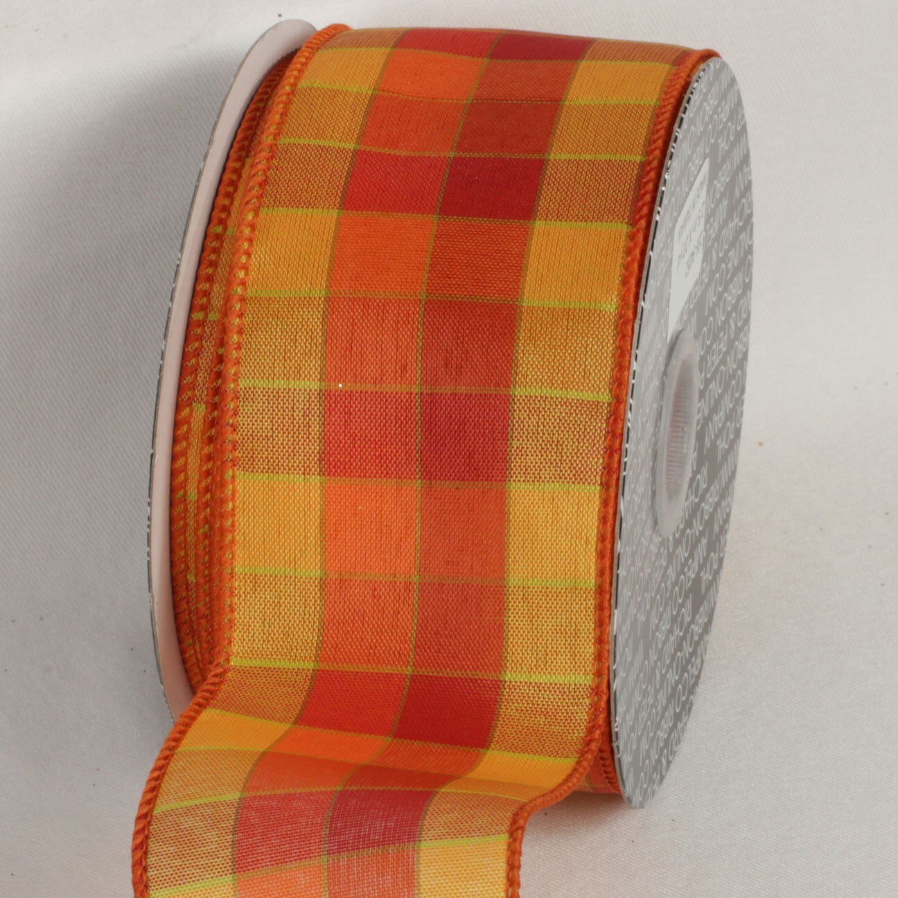The Ribbon People Orange and Yellow Tartan Wired Craft Ribbon 2.5&#x22; x 40 Yards