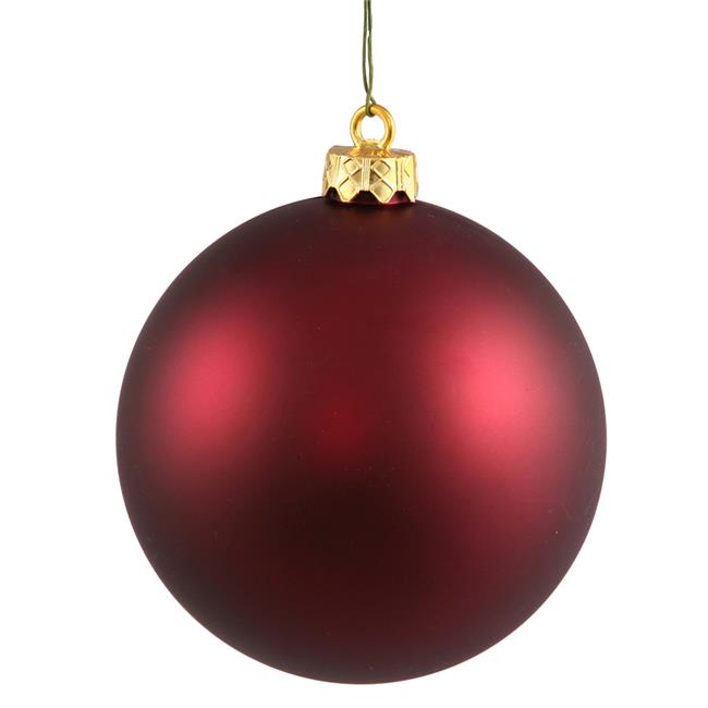 Wine Matte UV Drilled Ball Ornament, 4.75 in. - 4 per Bag
