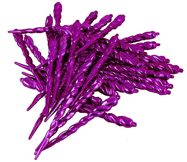 Northlight Shiny Shatterproof Icicle Christmas Ornaments - 5&#x22; (127mm) - Purple - 36ct