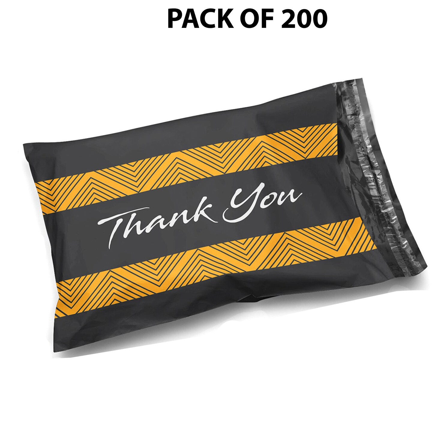 6 x 9 Glossy Black Decorative Thank You Plastic Poly Mailer Bags Waterproof Shipping Mailing Envelope 2 Mil for Apparel, Clothes, Shirts, Books – Permanent Adhesive Seal